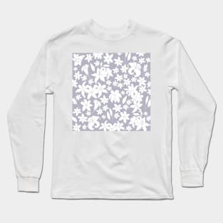 Lily Flower Pattern in Ash Long Sleeve T-Shirt